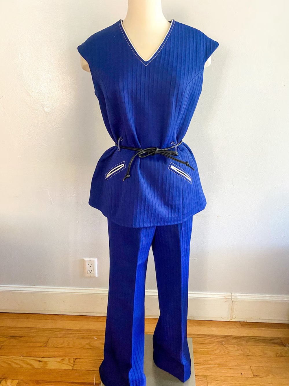 Late 60s/ early 70s Space Age Vibes Two piece pant set by Joyce Cobalt blue